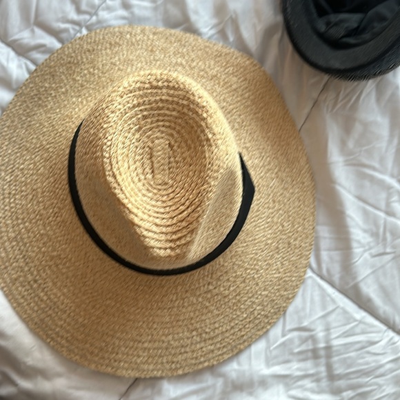 Natural Straw Wide Brim Hat with Black Ribbon Band - Picture 5 of 5